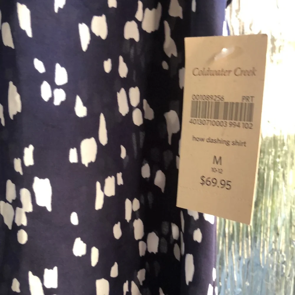 Navy and white print blouse - Picture 2 of 5